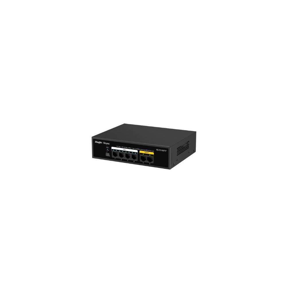 REYEE RG-ES106F-P 6 PORTLU, 10/100 FAST ETHERNET, TAK ÇALIŞTIR SWITCH, 2 FAST ETHERNET UPLINK, 4 PORT POE+ (54W)