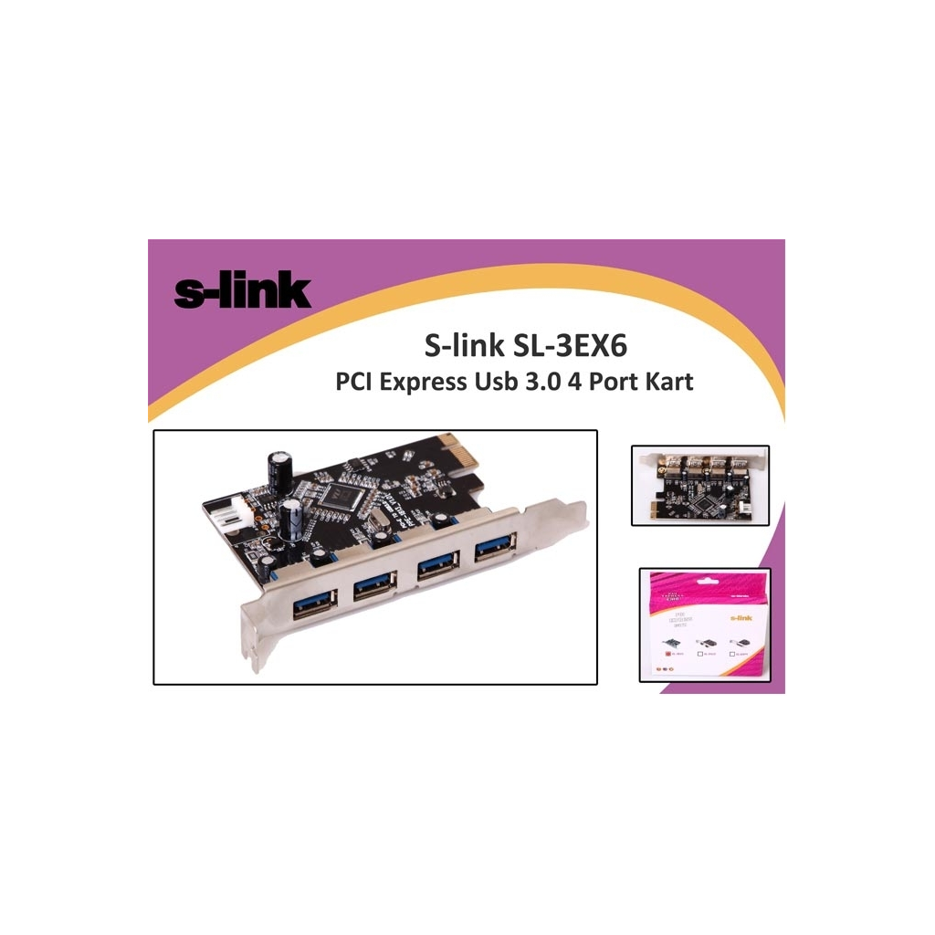 S-LINK SL-3EX6 PCI Express TO USB 3.0 x4 Port Kart