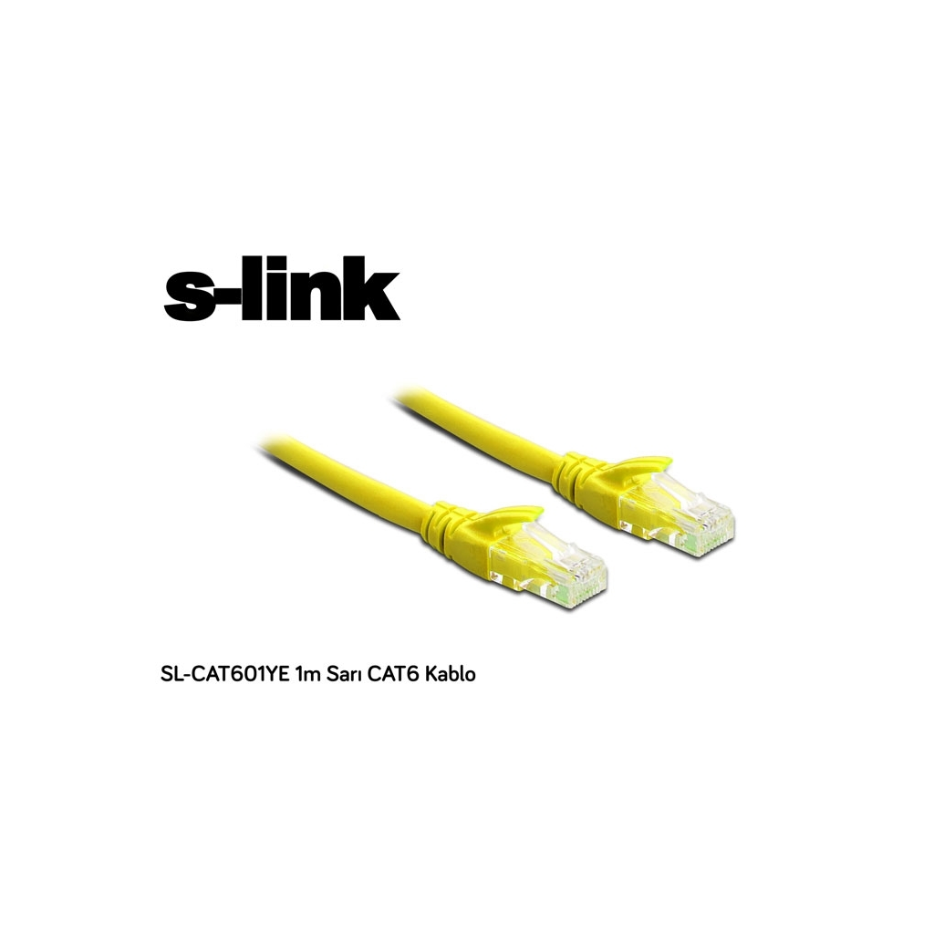 S-Link SL-CAT601YE, CAT6 Patch, 1Mt Kablo (Sarı)