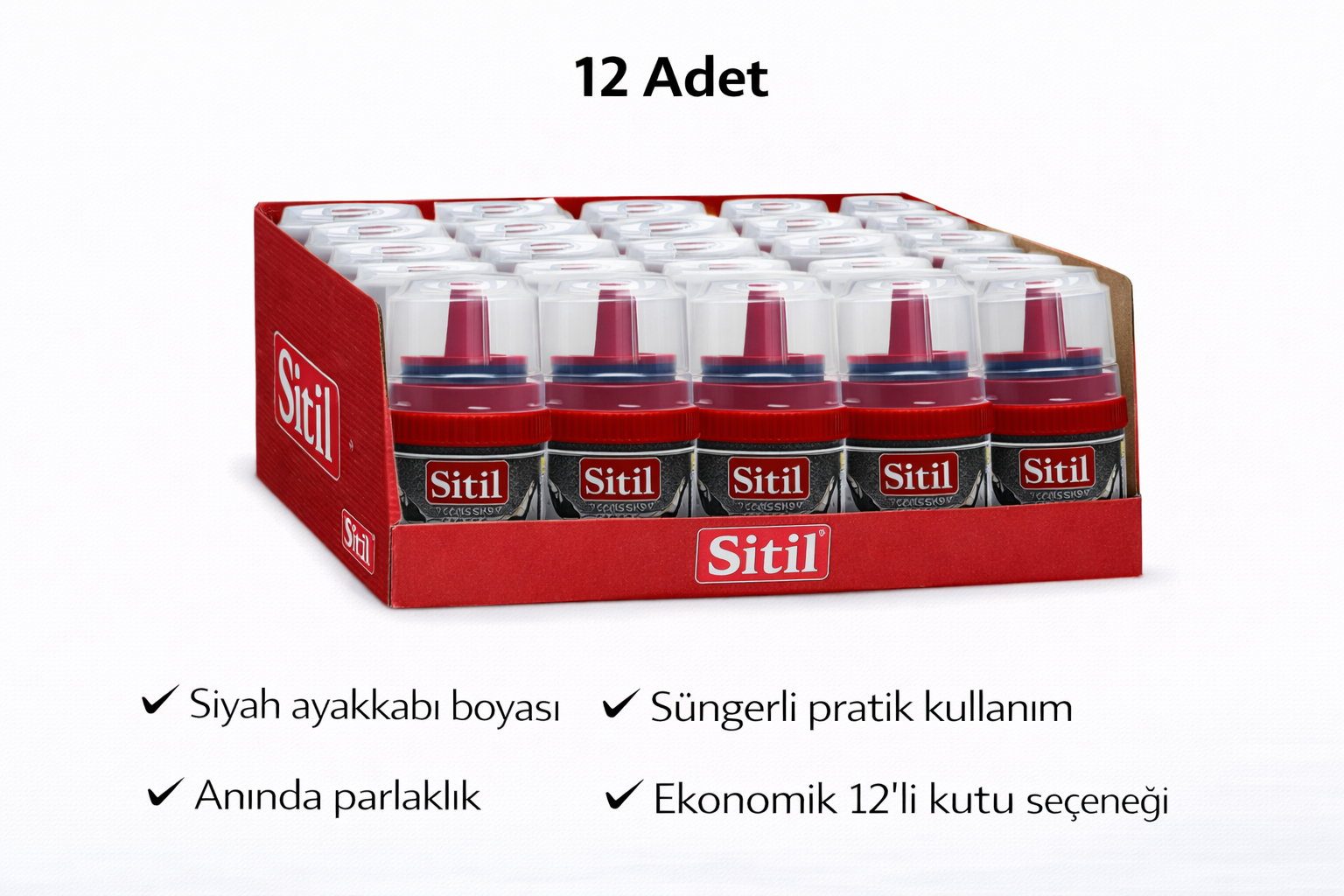 Sitil Classic Ayakkabı Boyası Siyah Parlatıcı Süngerli 12 Adet