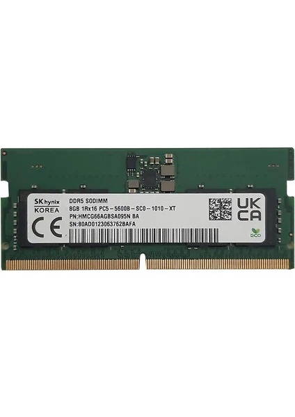 SK HYNIX 8GB DDR5 5600Mhz Pc Ram HMCG66AGBUA81N