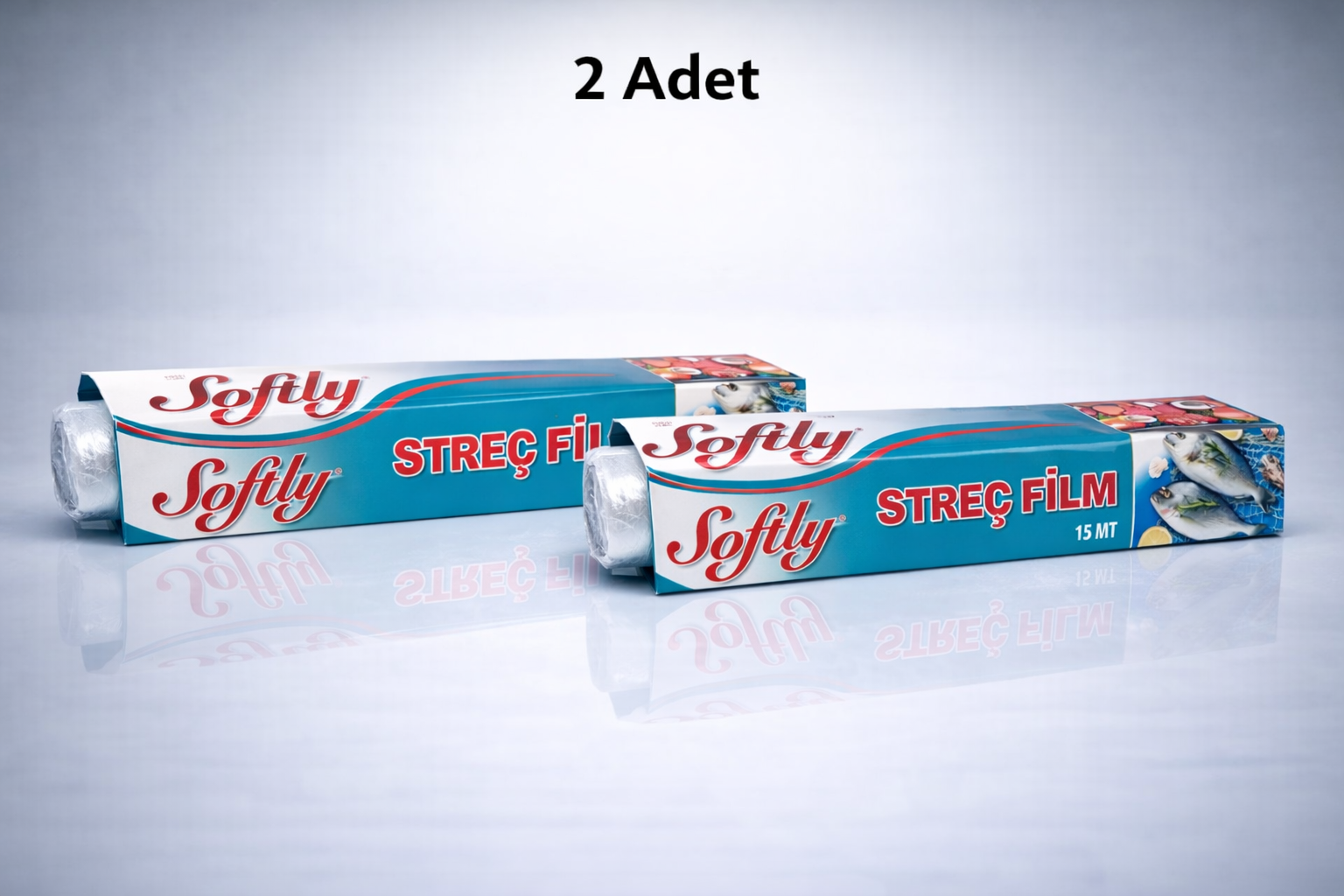 Softly Streç Film 15 Metre Gıda Streç Film Mutfak Streç Folyo Şeffaf Saklama Filmi 2 Adet