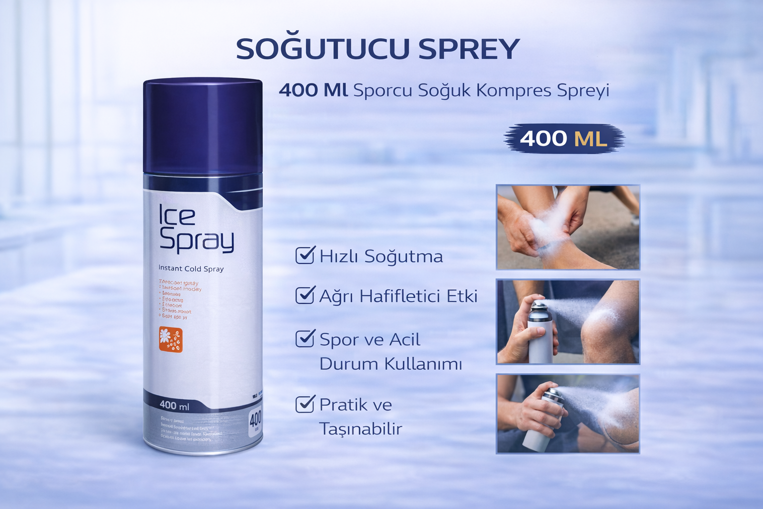 Soğutucu Sprey 400 Ml 1 Adet Sporcu Soğuk Kompres Spreyi