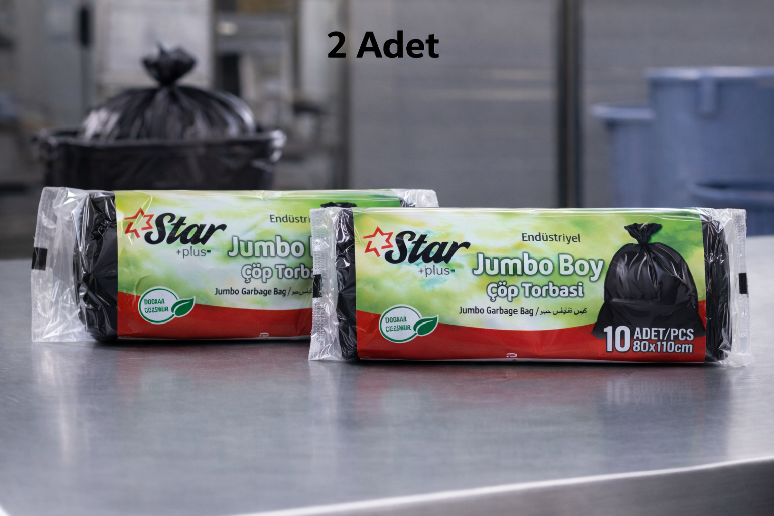 Star Plus Endüstriyel Jumbo Boy Atık Torbası 80x110 cm 10 Adet Dayanıklı Sanayi Tipi Atık Poşeti 2 Adet