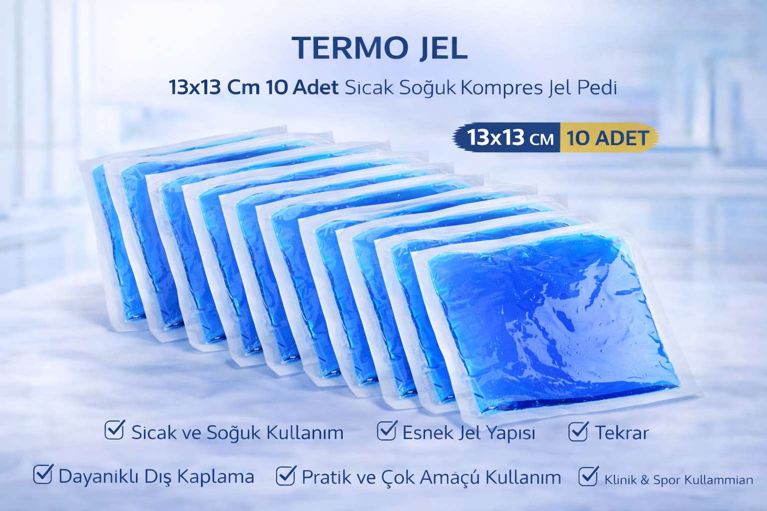 Termo Jel 13x13 Cm 10 Adet Sıcak Soğuk Kompres Jel Pedi