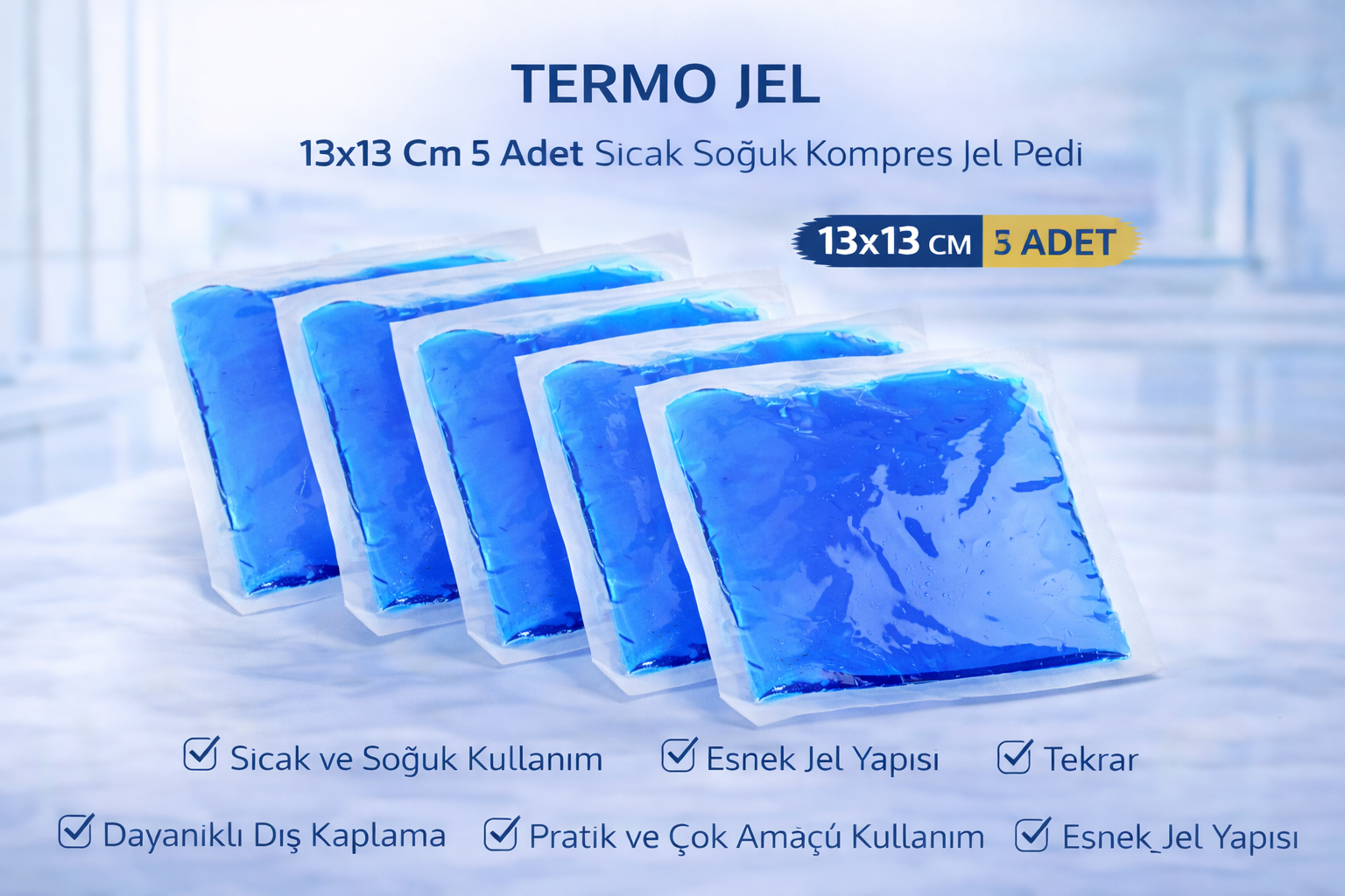 Termo Jel 13x13 Cm 5 Adet Sıcak Soğuk Kompres Jel Pedi