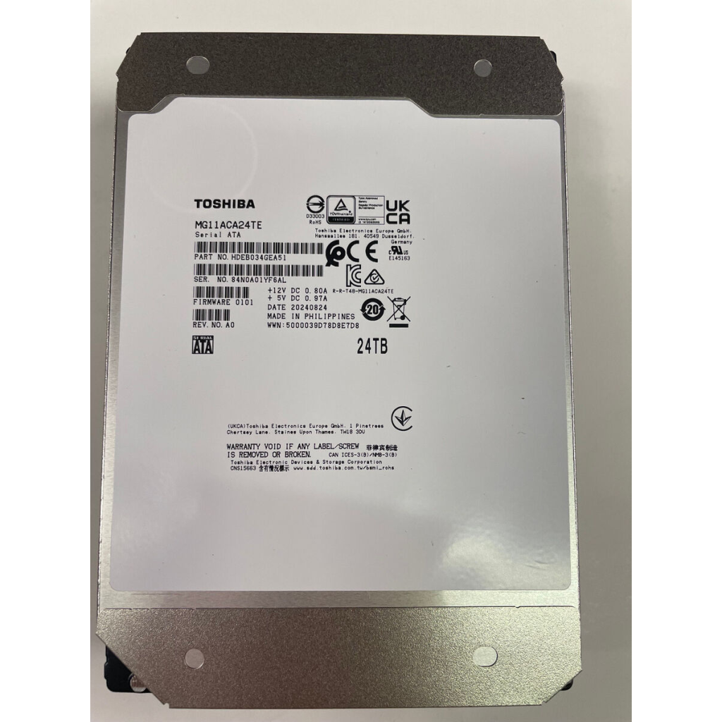 TOSHIBA ENTERPRISE, MG11ACA24TE, 3.5", 24TB, 1Gb 7200 Rpm, 7/24 Güvenlik, Data Center, Nas, Server, HDD (Türkiye Distribütörü Garantili)