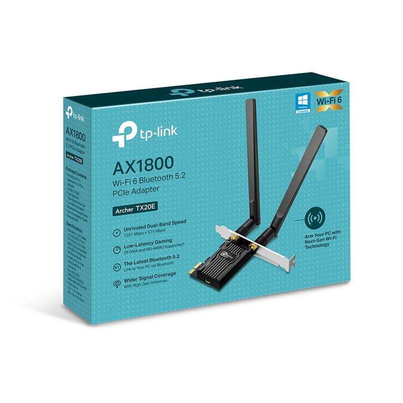 TP-LINK ARCHER TX20E AX1800 WI-FI 6 BLUETOOTH 5.2 PCIE ADAPTOR