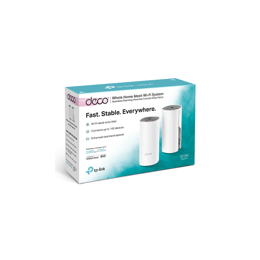TP-LINK DECO-E4, AC1200, Üçlü Mesh, 1200Mbps, Dual Band, 2Port Megabit Lan, 370m2 Çekim Alanı, Router, Geniş Alan İnternet Ağı Sağlayıcısı