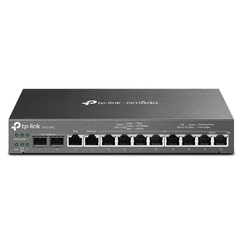 TP-LINK OMADA ER7212PC 2XGIGABIT SFP WAN/LAN PORT 1XGIGABIT RJ45 WAN 1XGIGABIT SFP WAN/LAN 8XGIGABIT VPN ROUTER