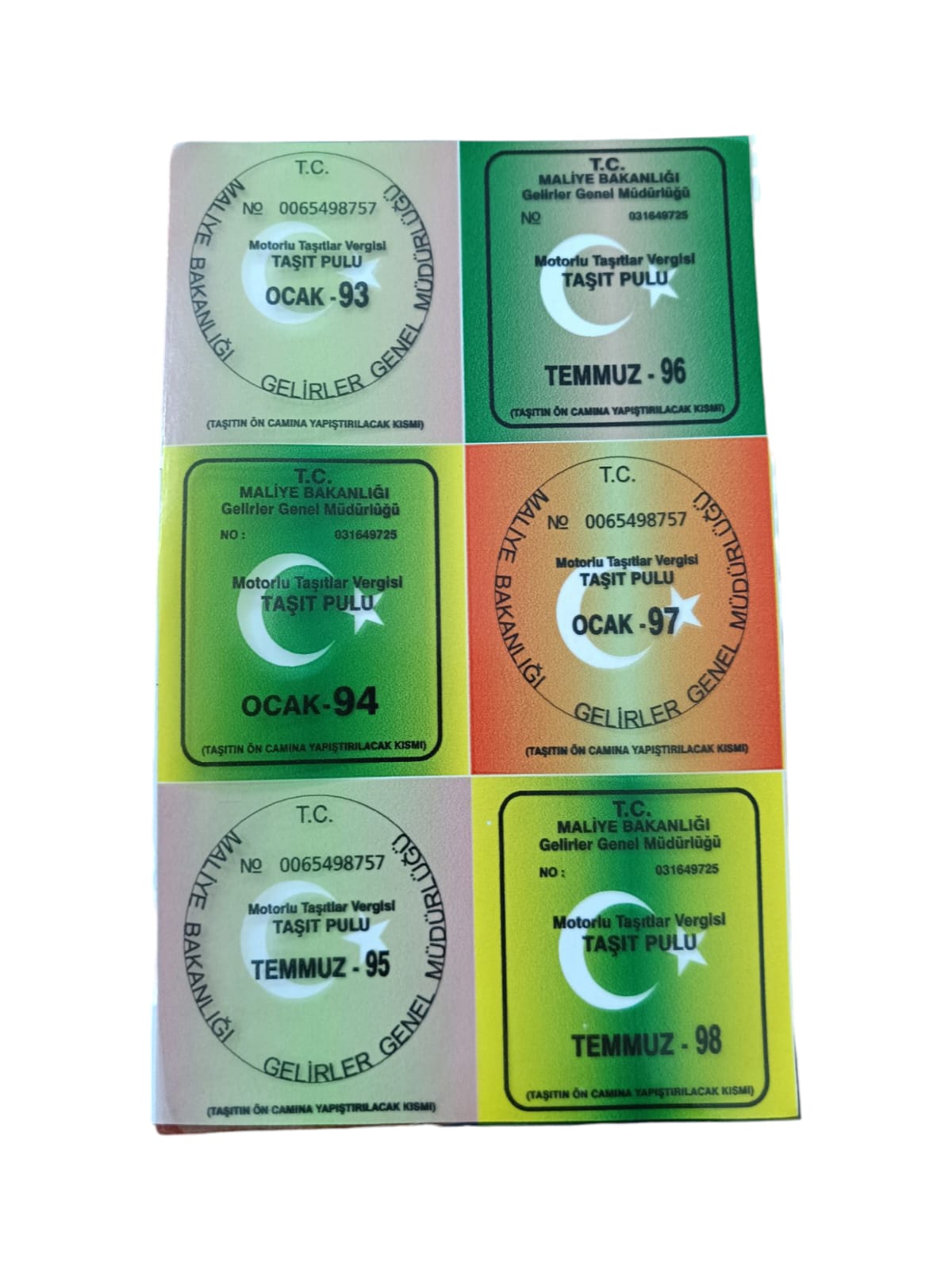 Türk Bayrağı Gümrük Pulu Oto Sticker İçerden Yapıkanlı Model