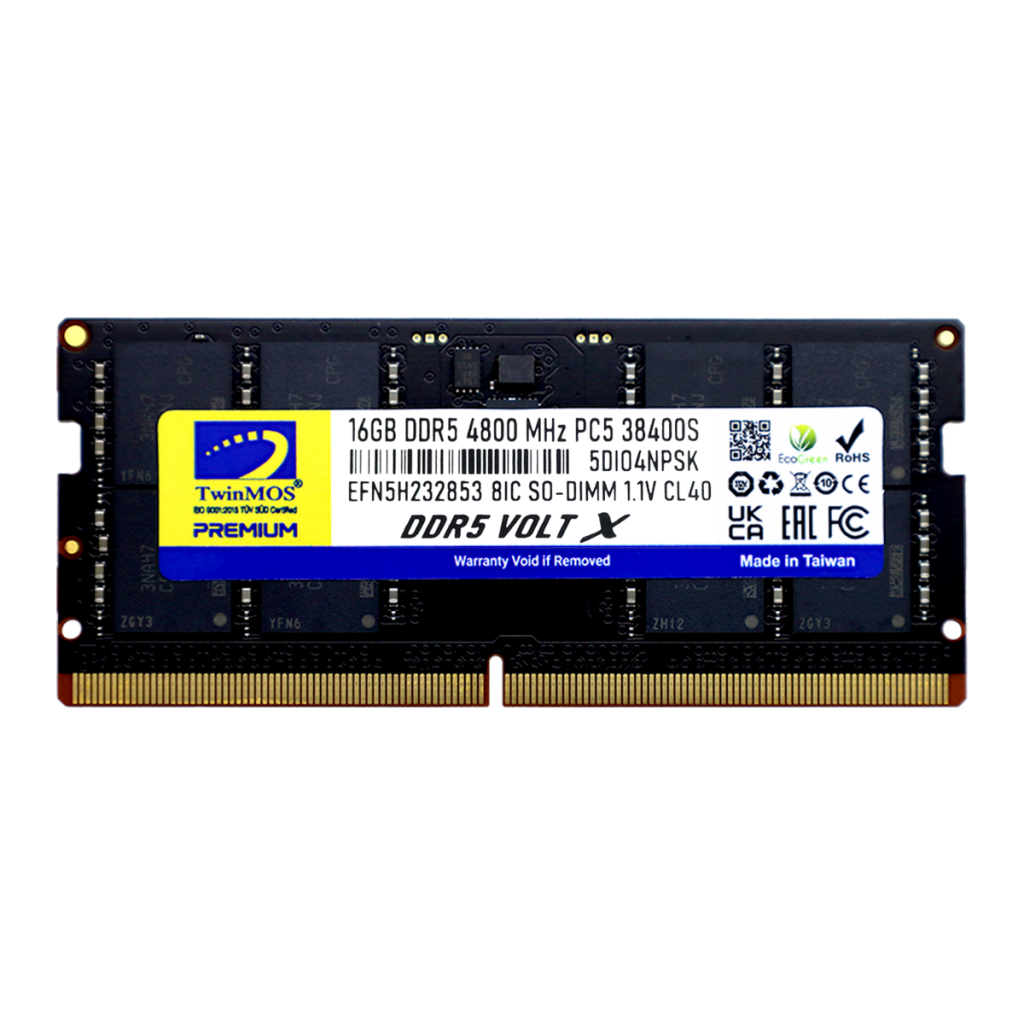 TwinMOS TMD516GB4800S40, 16GB, DDR5, 4800MHz, CL40, 1.1V Notebook Ram