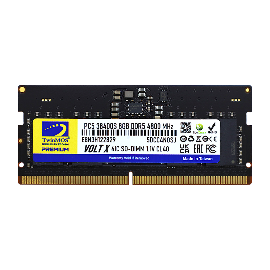 TwinMOS TMD58GB4800S40, 8GB, DDR5, 4800MHz, CL40, 1.1V Notebook Ram