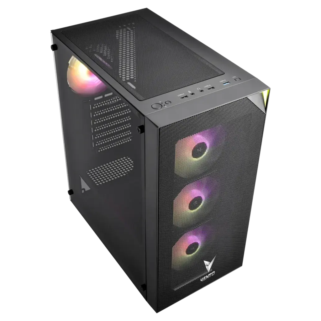 VENTO VG3400S, 650W, 80Plus, Siyah, Temperli Cam, RGB, ATX, Tower, GAMING KASA