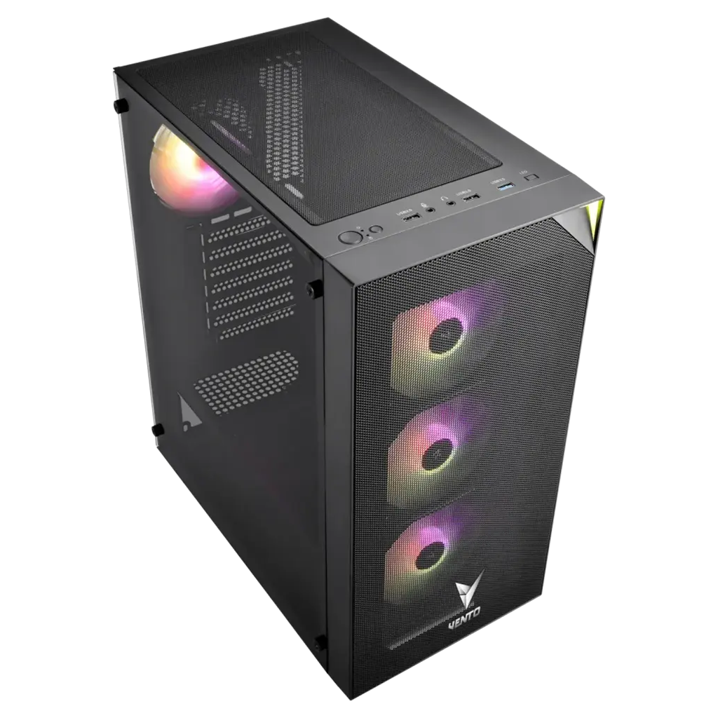 VENTO VG3400S, 750W, 80 Plus, Siyah, Temperli Cam, RGB, ATX, Tower, GAMING KASA