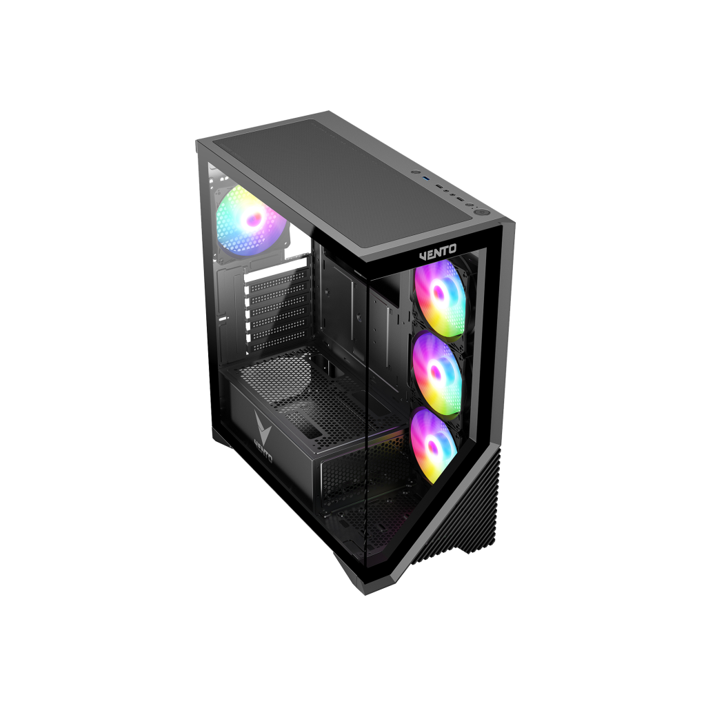 VENTO VG4202FL, 850W, 80 Plus, Siyah, Temperli Cam, RGB, ATX, Akvaryum Tipi, GAMING KASA
