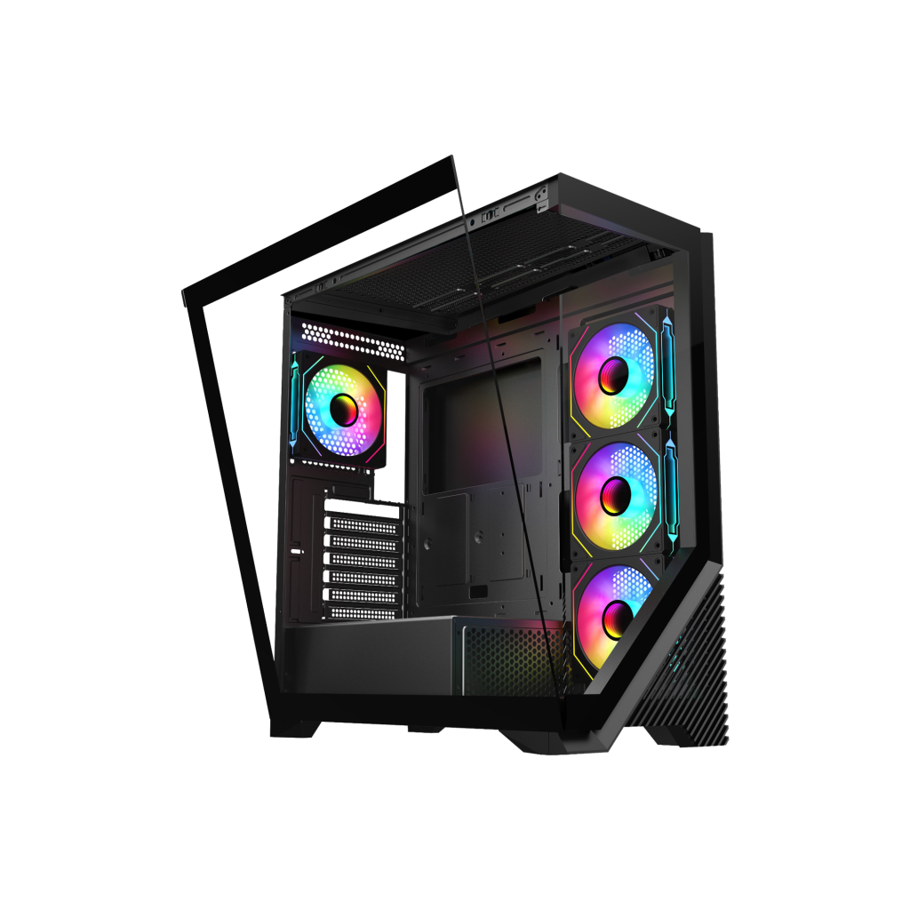 VENTO VG4202FL, 850W, 80 Plus, Siyah, Temperli Cam, RGB, ATX, Akvaryum Tipi, GAMING KASA