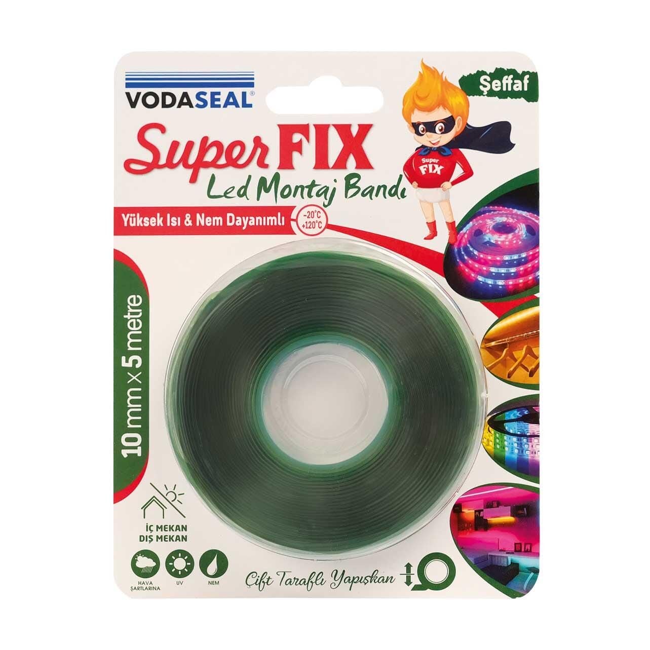 Vodaseal Süperfix Çift Taraflı Led Montaj Bandı 10 mm 5 Metre