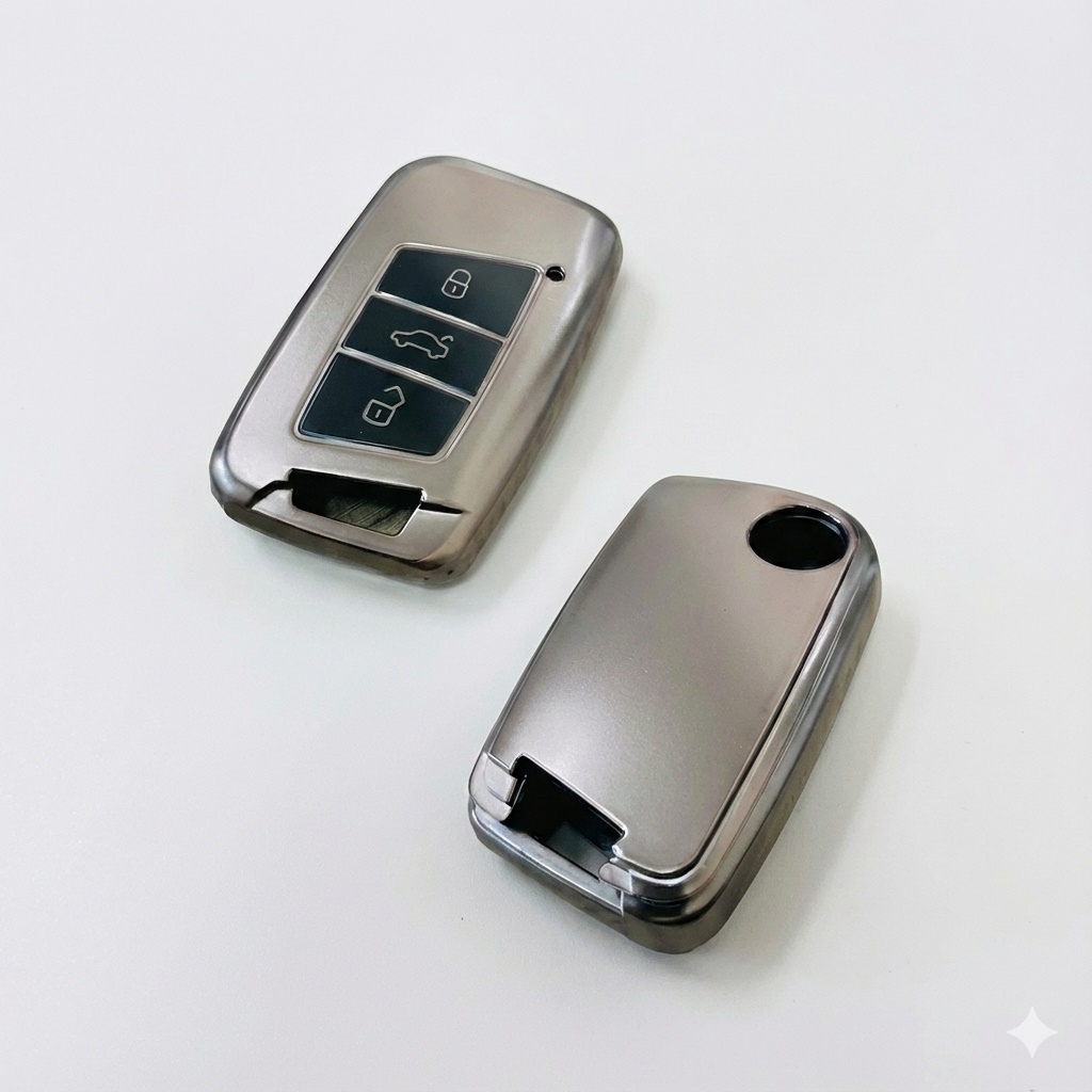 Volkswagen Passat B8 Uyumlu Smart 3 Buton Silikon Oto Anahtar Kumanda Kabı Kılıf Gri