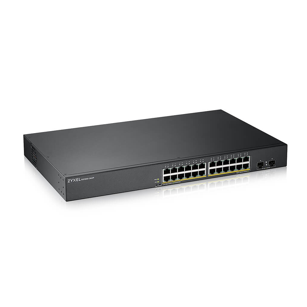 ZyXEL GS1900-24HP V2, 24 Port, GigaBit, PoE 170W, 2 Port GigaBit SFP, Yönetilebilir, Rackmount Switch